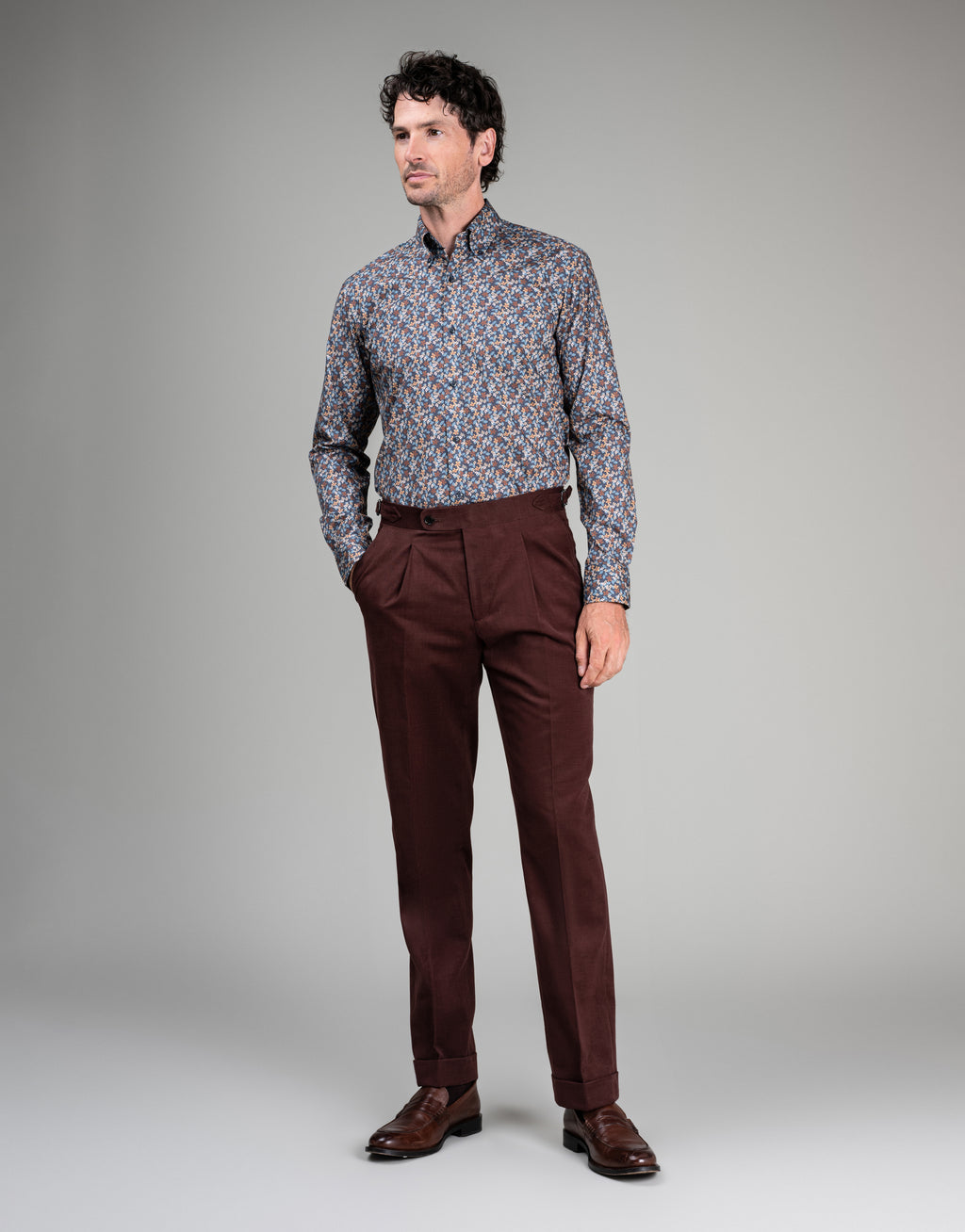 Ohope Indigo & Rust Floral Print Shirt