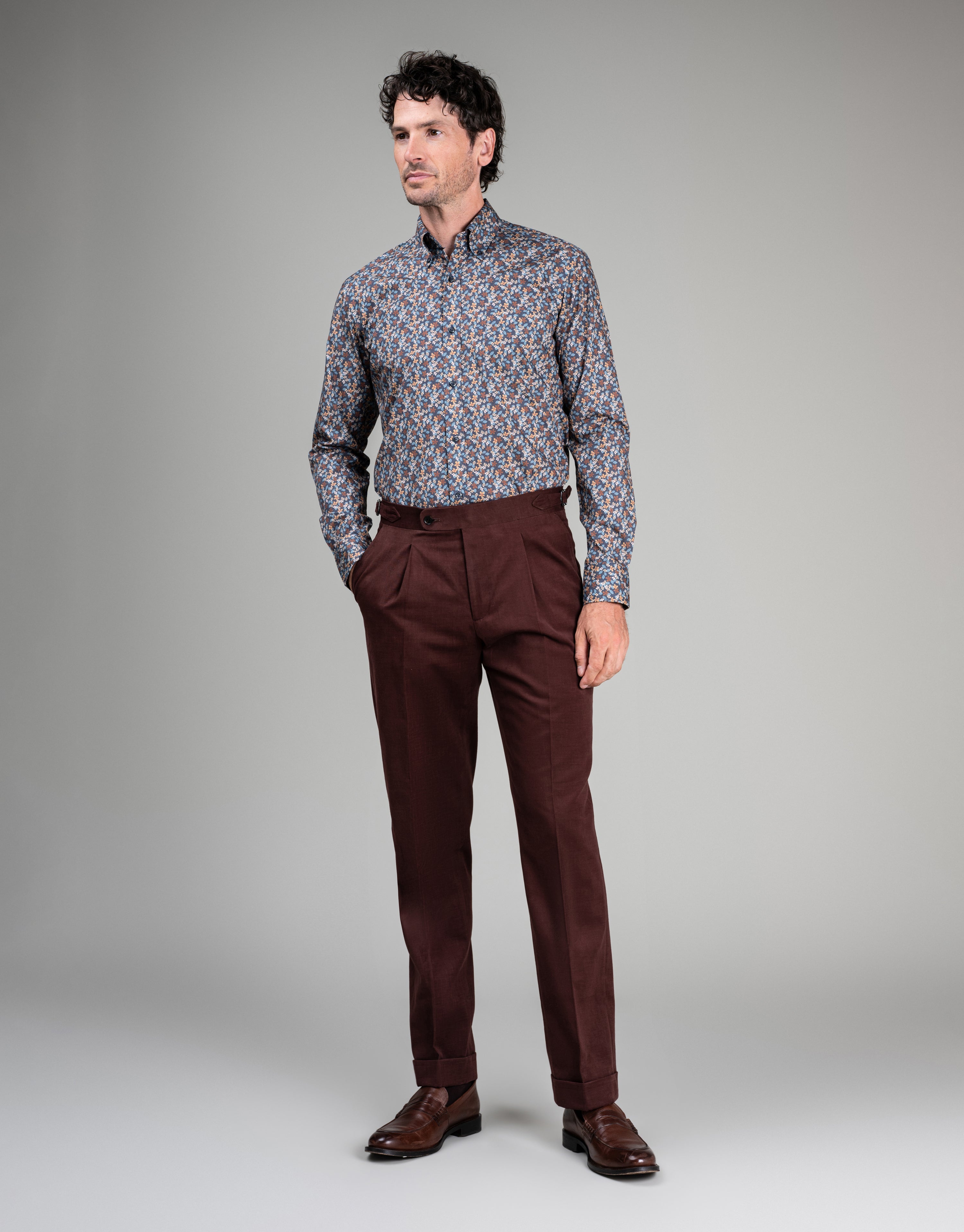 Ohope Indigo & Rust Floral Print Shirt