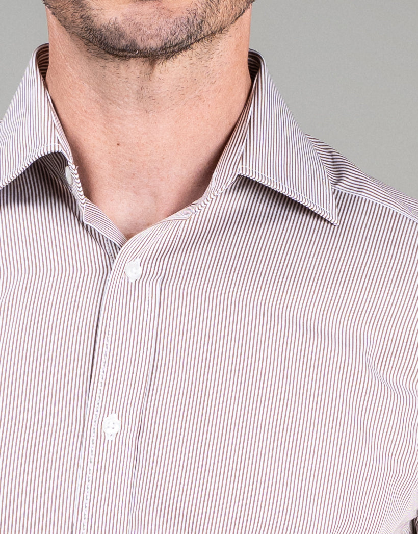 London Brown Pencil Stripe Shirt