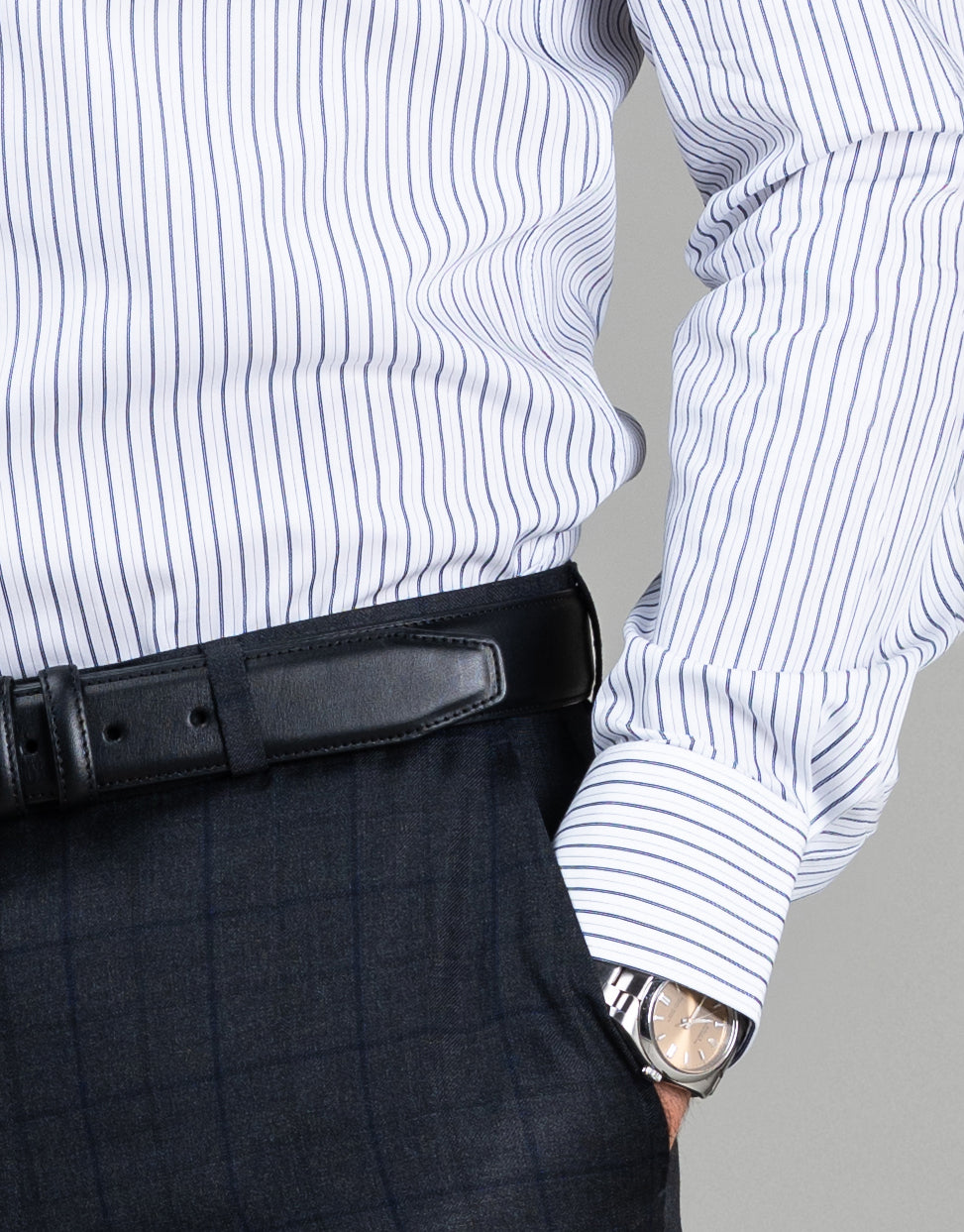 London White & Navy Stripe Shirt