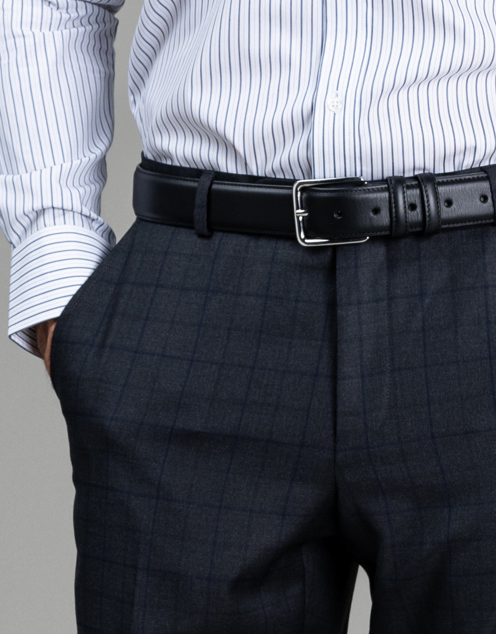 Lotus Charcoal Grey & Blue Check Trouser