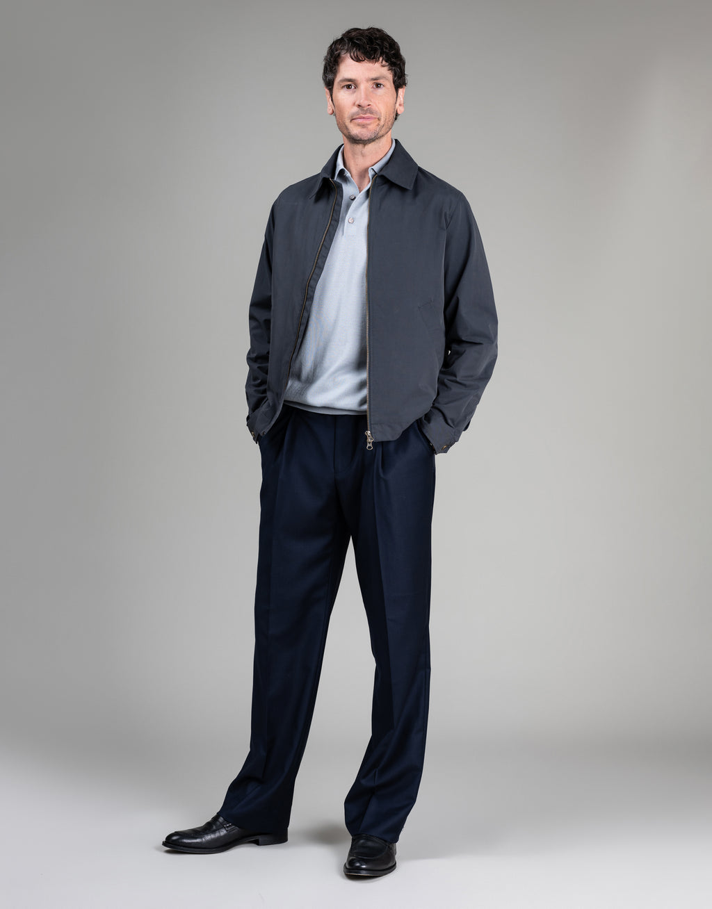 Haast Ash Grey Merino Polo