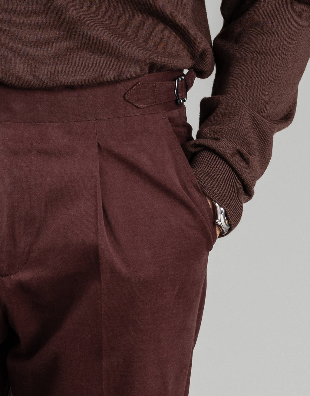 Evans Maroon Cotton-Cashmere Trouser