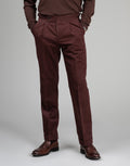 Evans Maroon Cotton-Cashmere Trouser