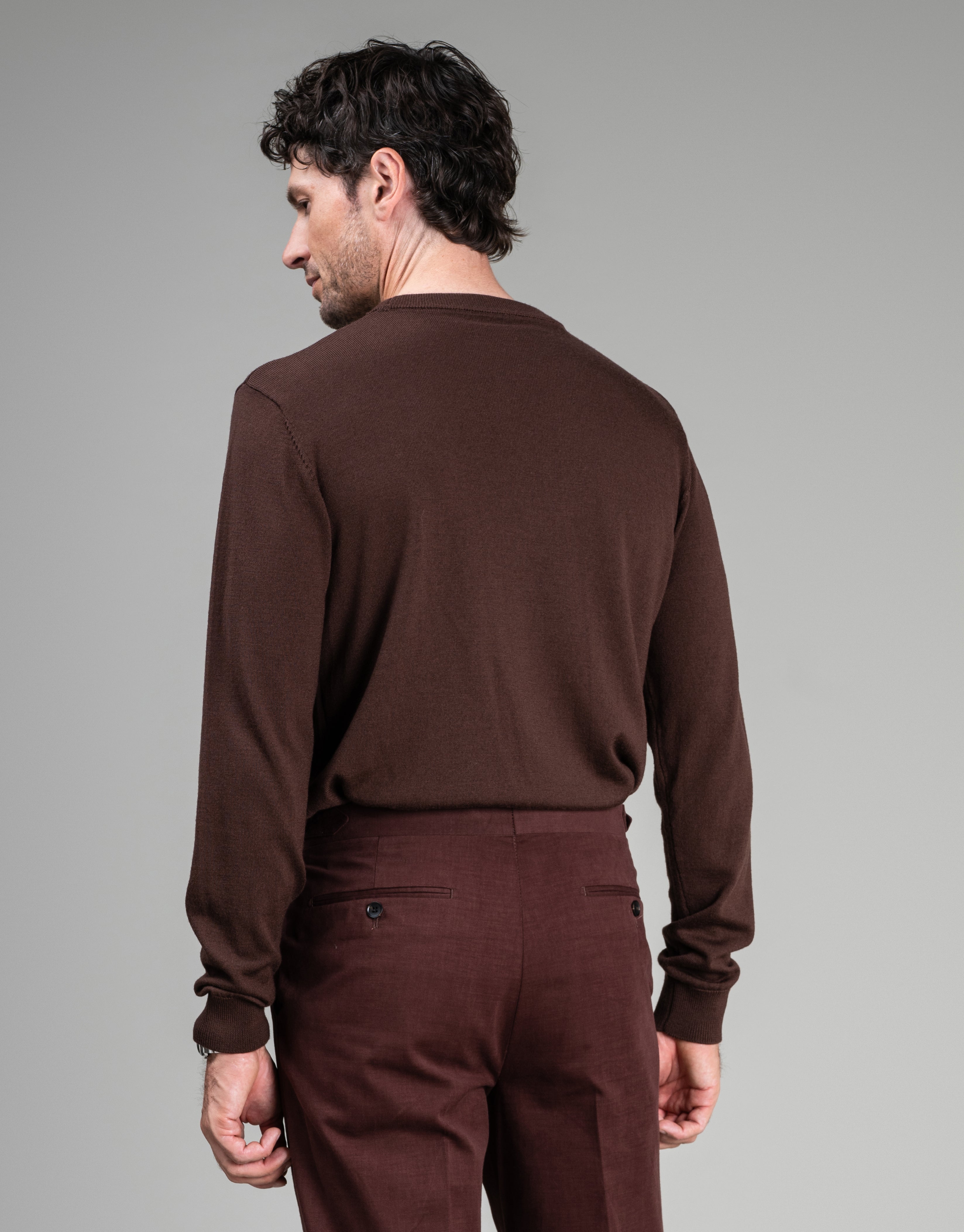 Naseby Mocha Brown Crew Neck Jersey