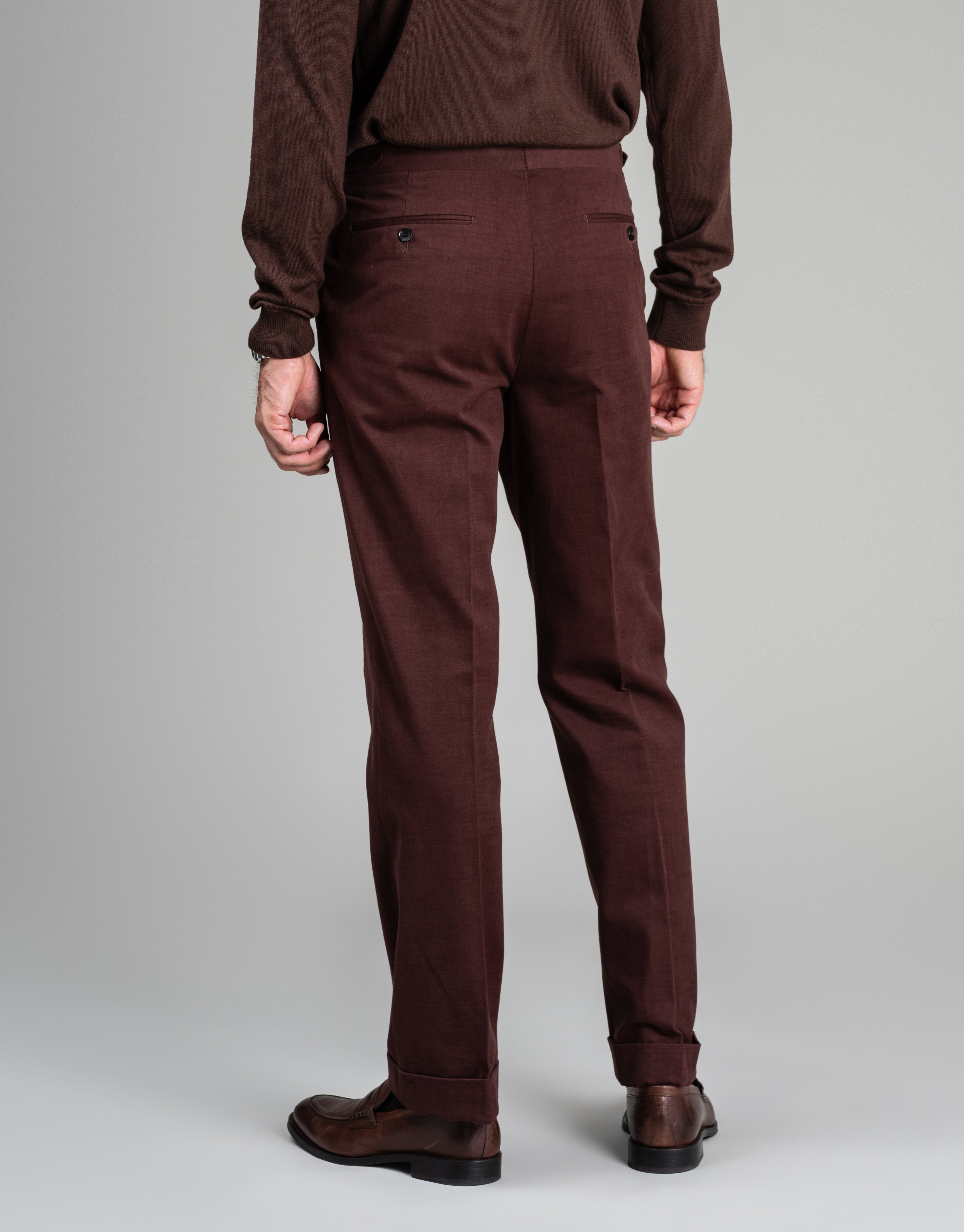Evans Maroon Cotton-Cashmere Trouser