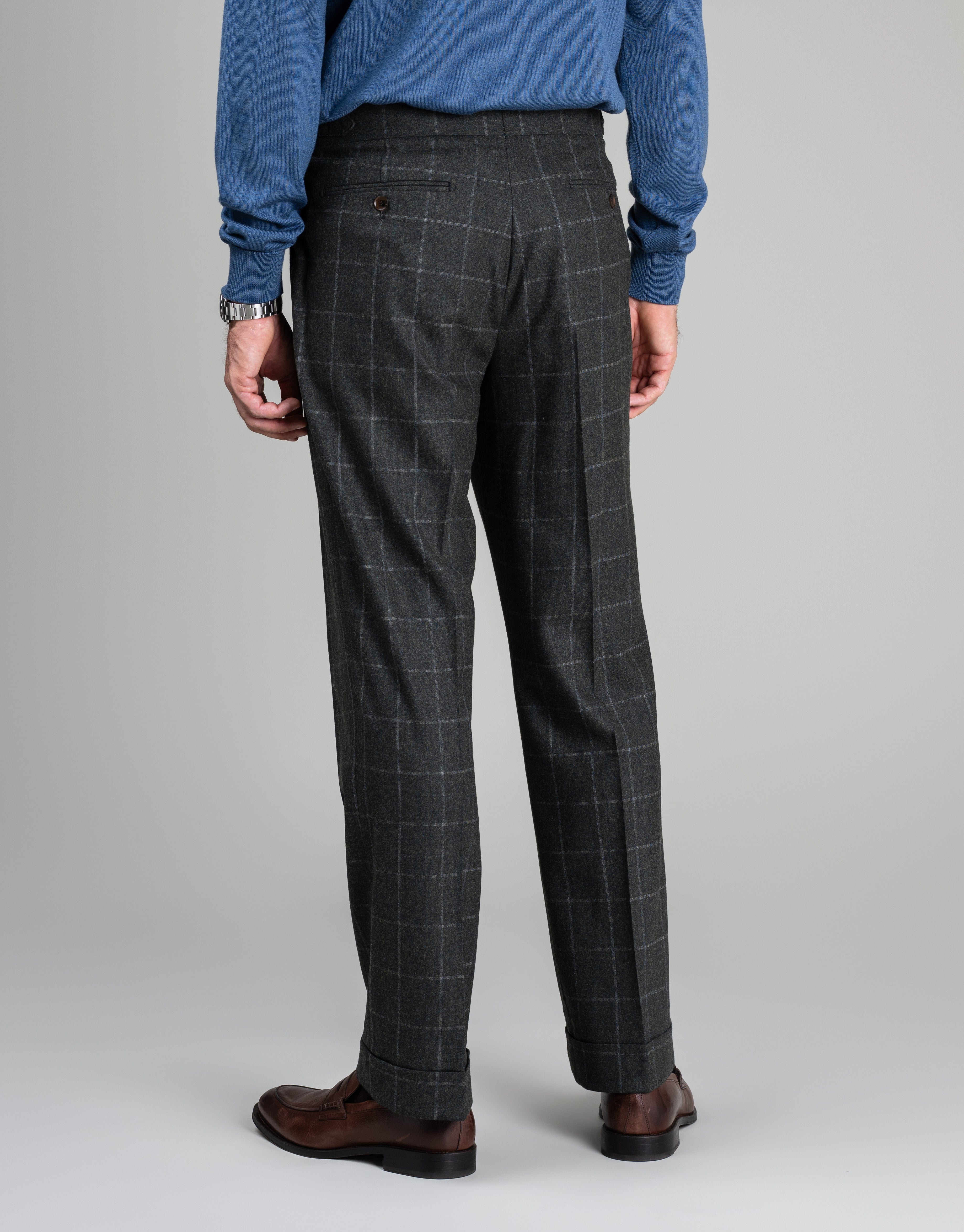 Evans Dark Green Check Flannel Trouser