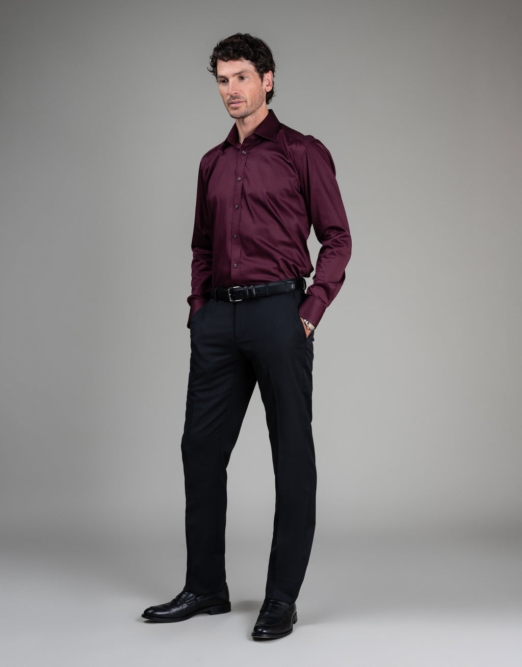 London Burgundy Sateen Shirt