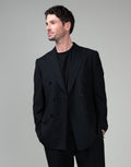 Doppio Jet Black Double Breasted Suit Jacket