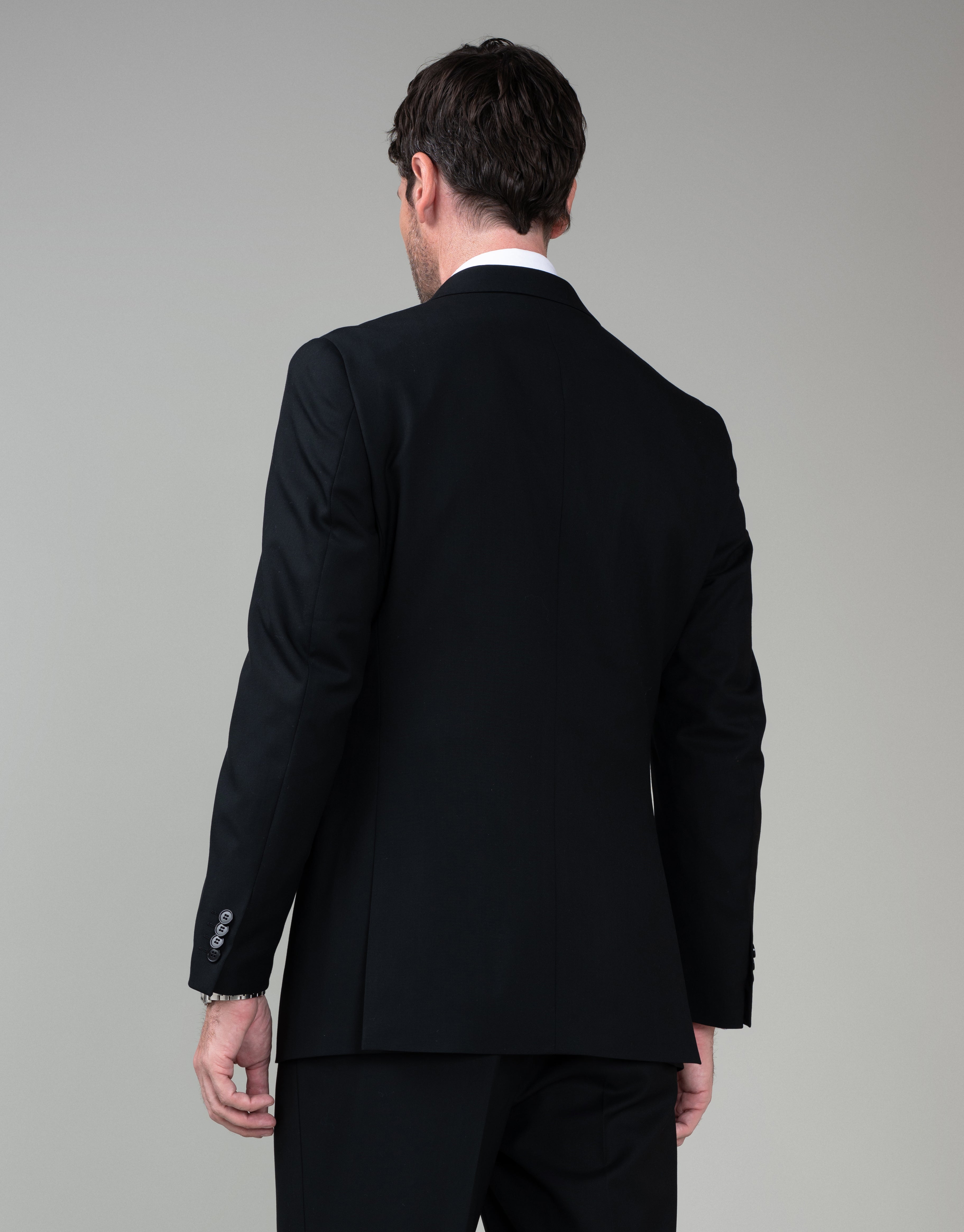 Doppio Jet Black Double Breasted Suit Jacket