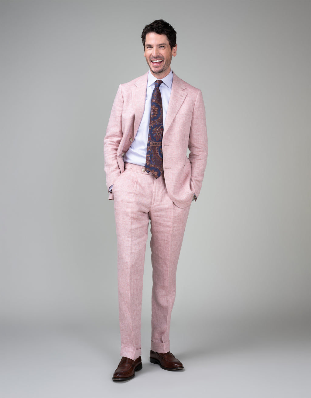 Evans Pink Herringbone Linen Trouser