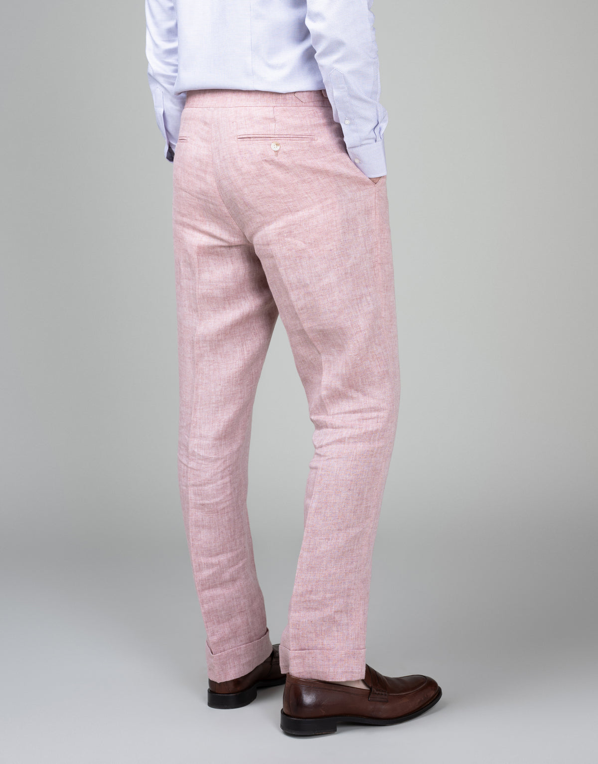 Evans Pink Herringbone Linen Trouser
