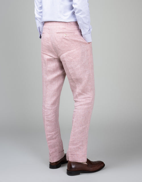 Evans Pink Herringbone Linen Trouser