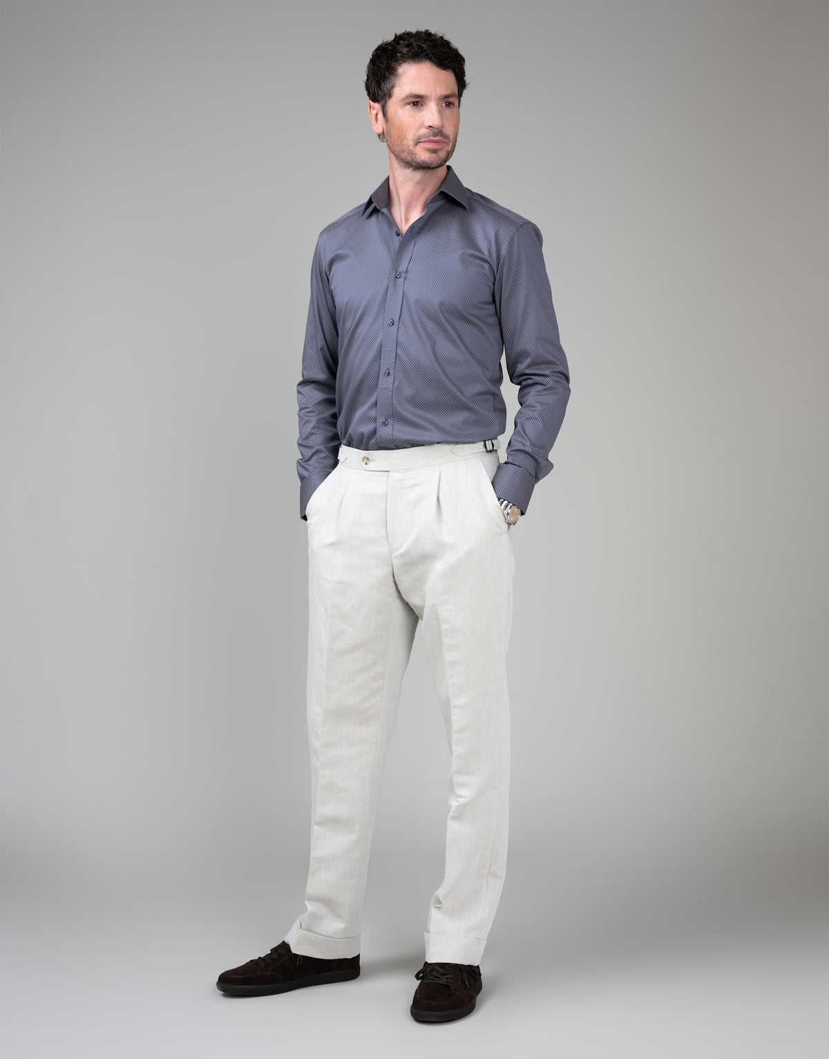 London Indigo & Gold Microdesign Shirt