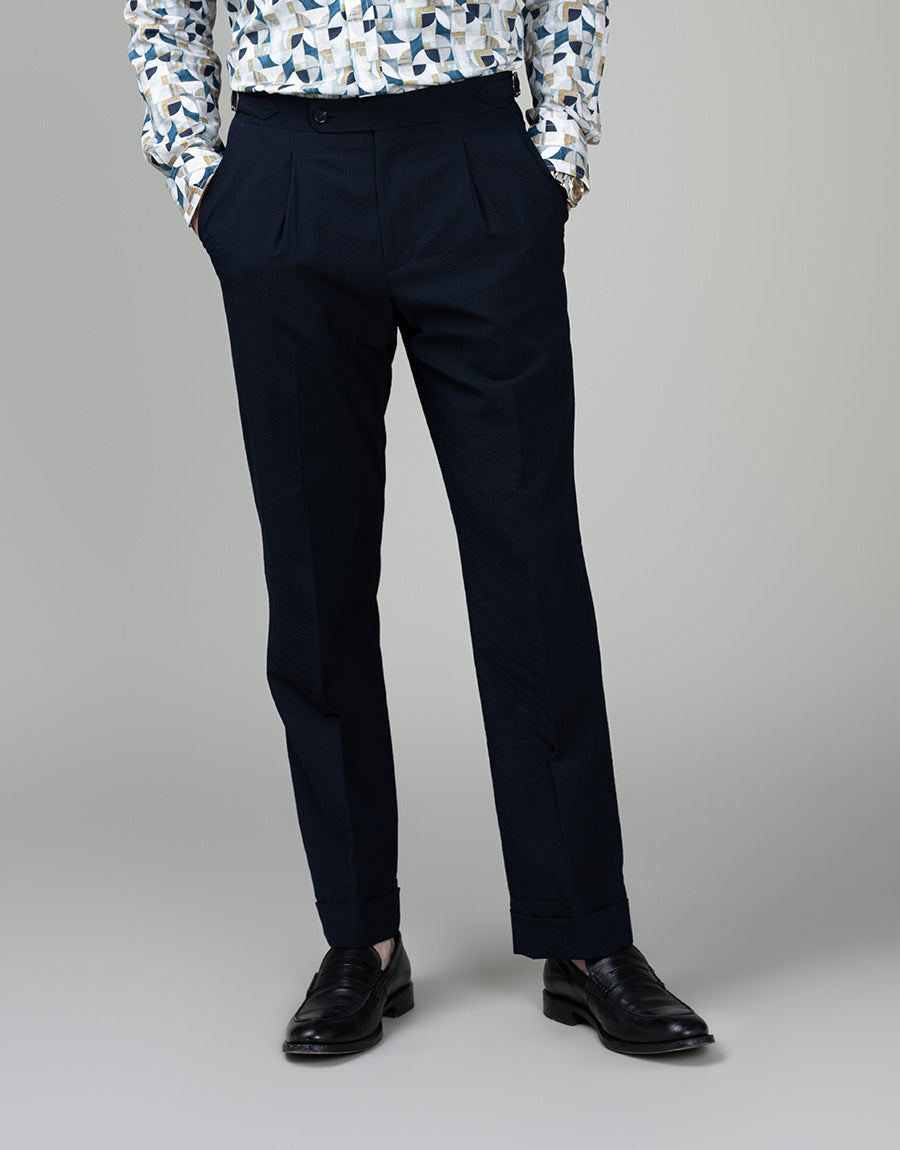 Evans Navy Seersucker Trouser
