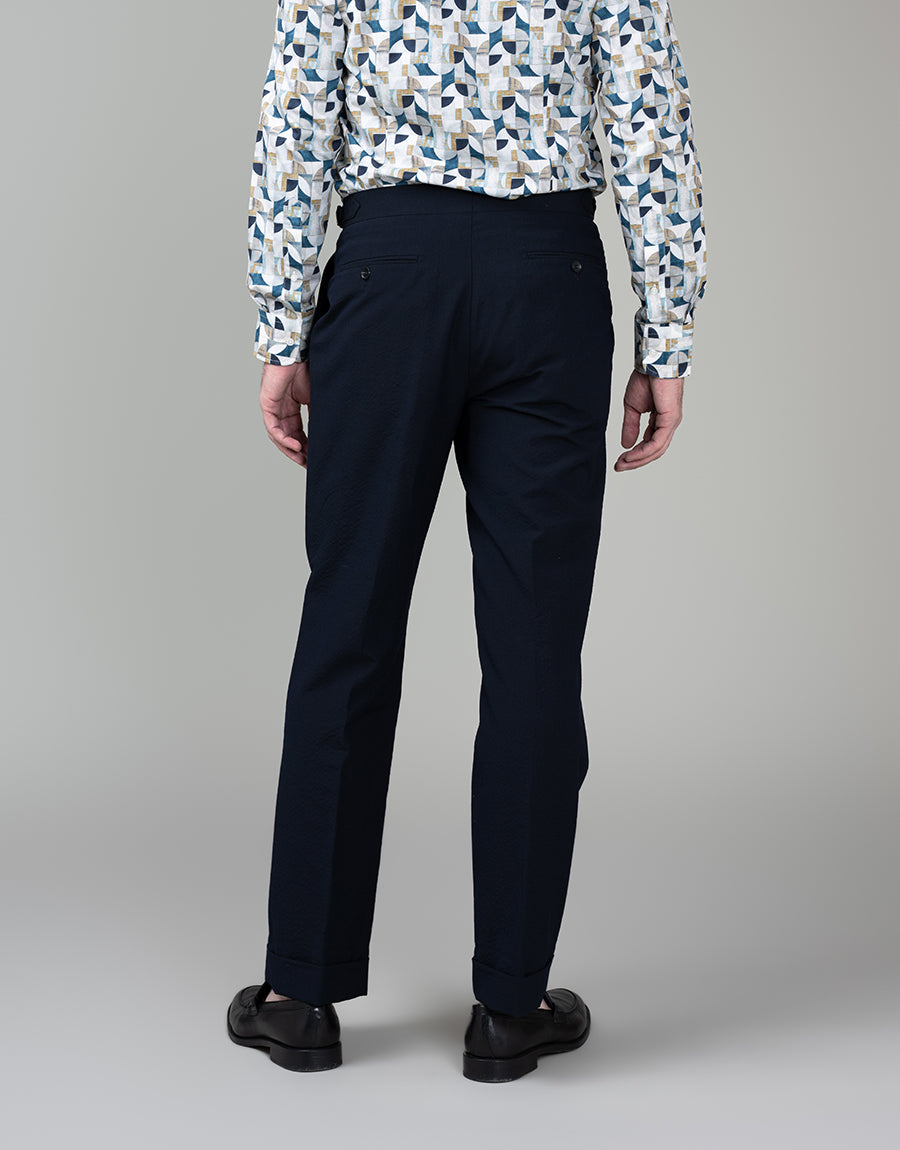 Evans Navy Seersucker Trouser