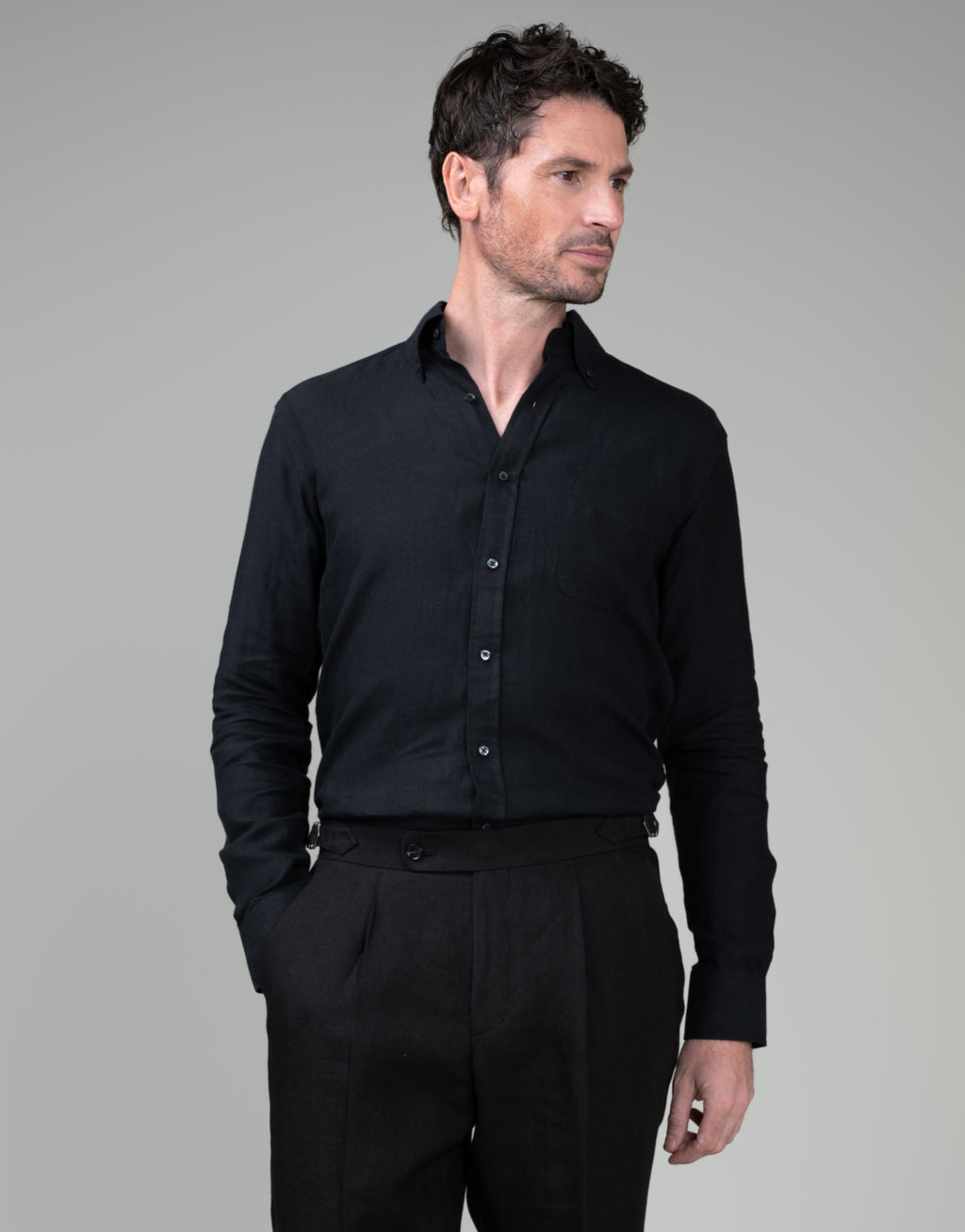 Ohope Black Belgian Linen Shirt