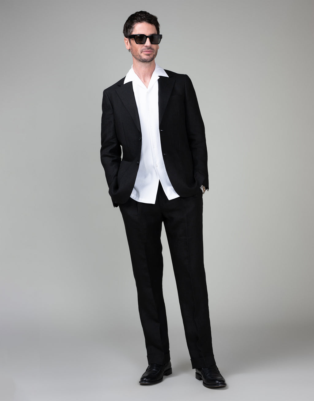 Malta Black Linen Blazer