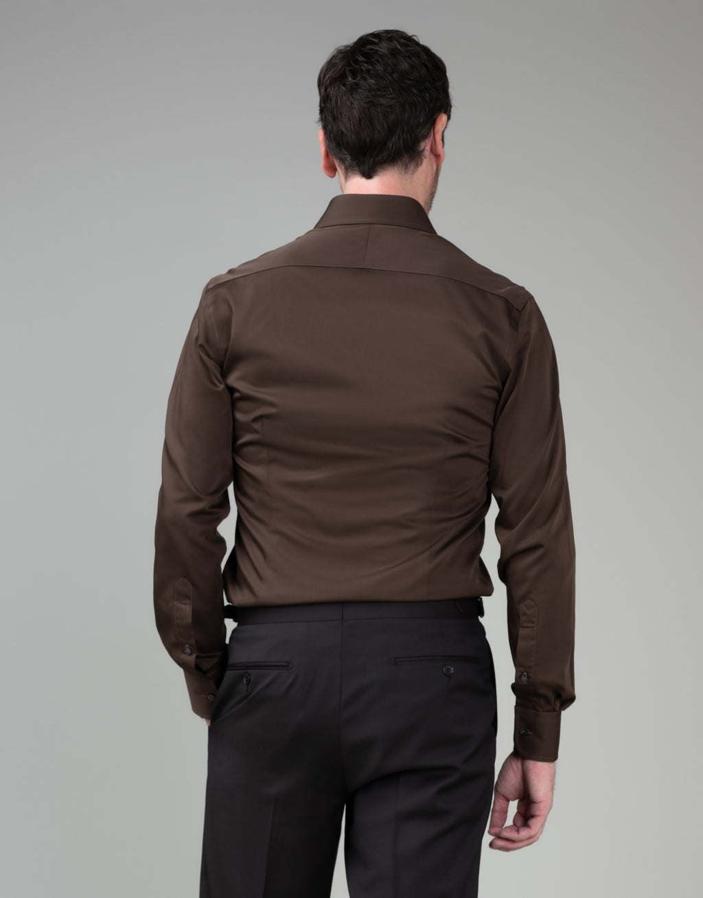 London Chocolate Brown Sateen Shirt