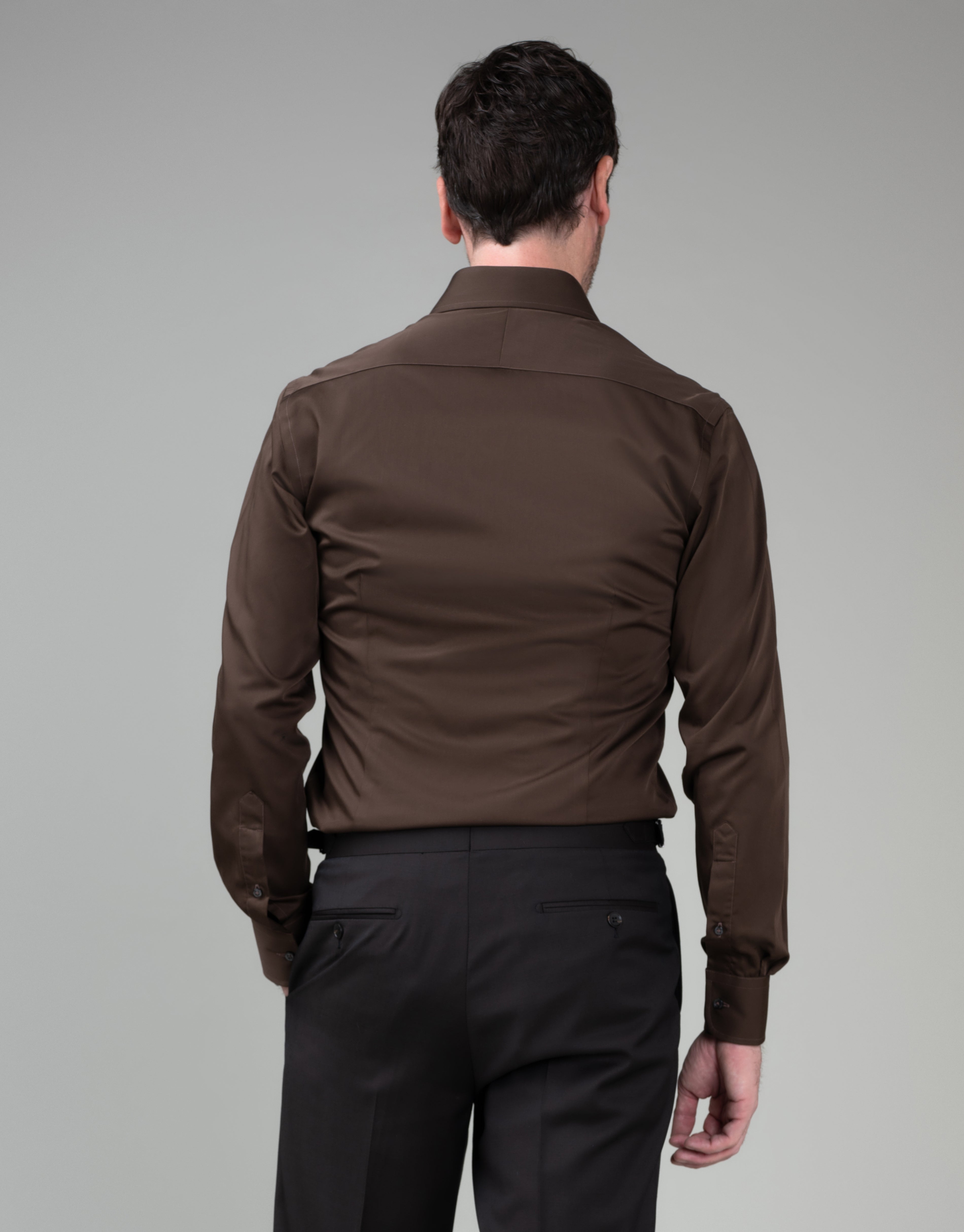 London Chocolate Brown Sateen Shirt