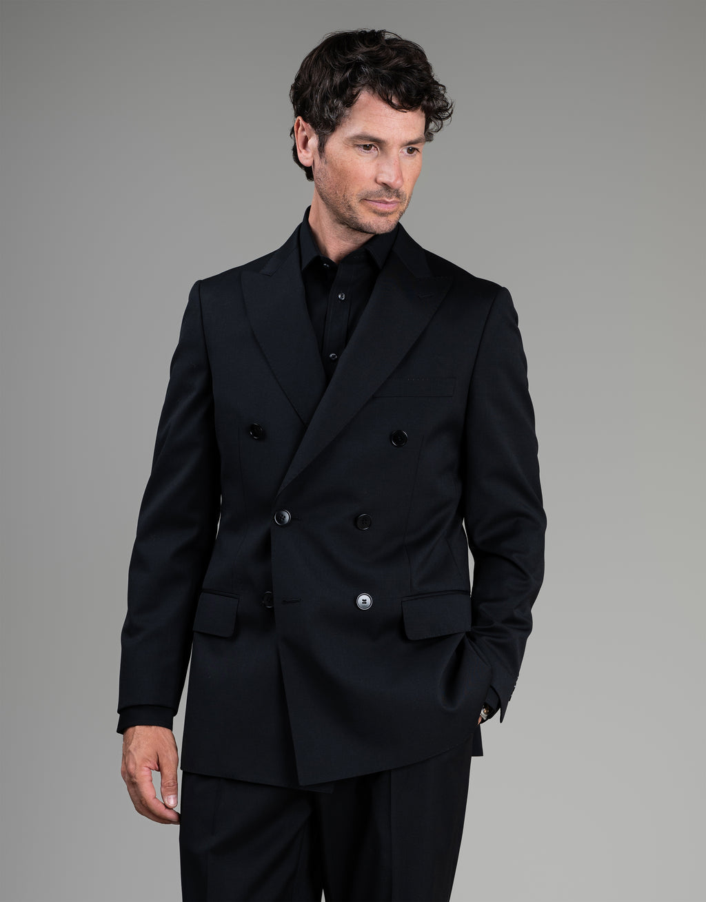 Hire Brando Black Double Breasted Suit Jacket