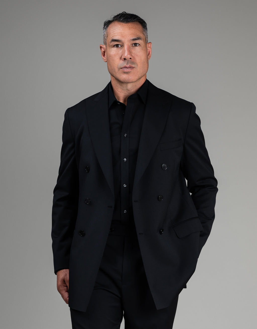 Hire Brando Black Double Breasted Suit Jacket