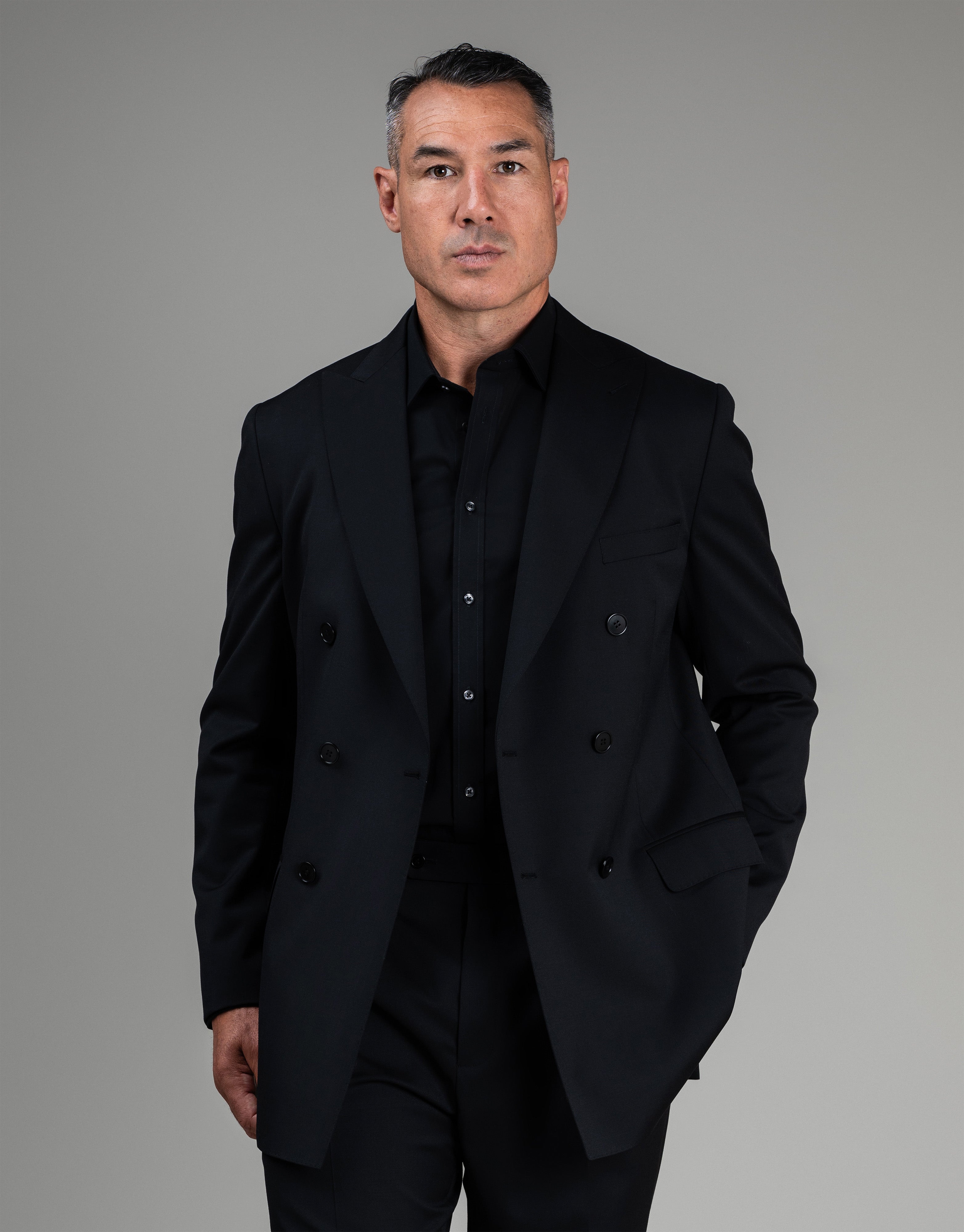 Hire Brando Black Double Breasted Suit Jacket