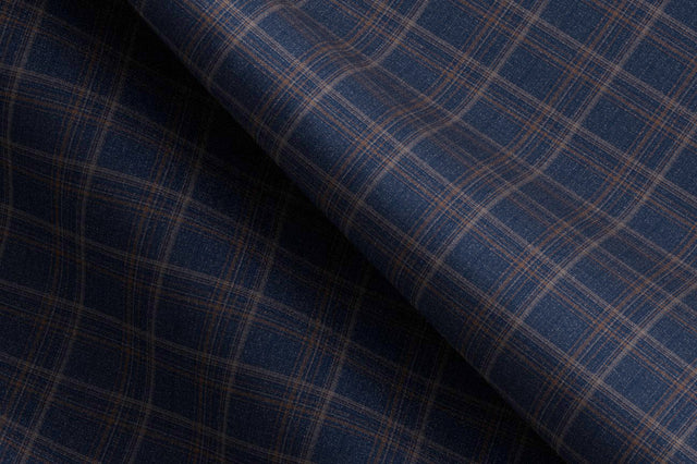Made To Measure Flecked Dark Blue with Brown Check Jacket