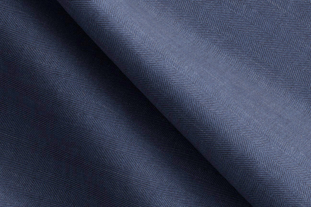 Made To Measure Dark Blue Linen Herringbone 2 Piece Suit