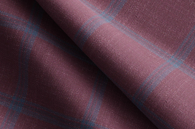 Made to Measure Mauve & Blue Windowpane Check Trouser