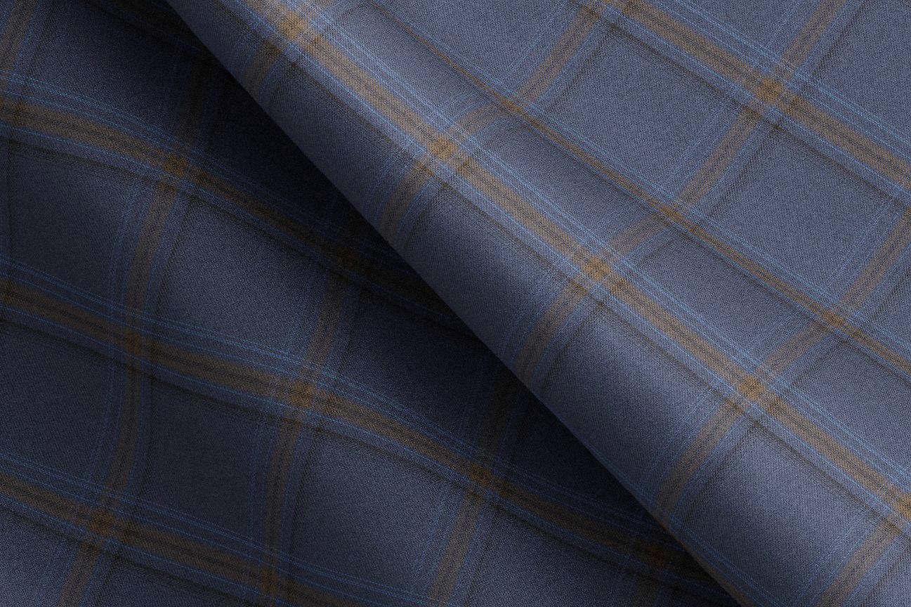 Made To Measure Dark Blue with Brown and Light Blue Check Jacket