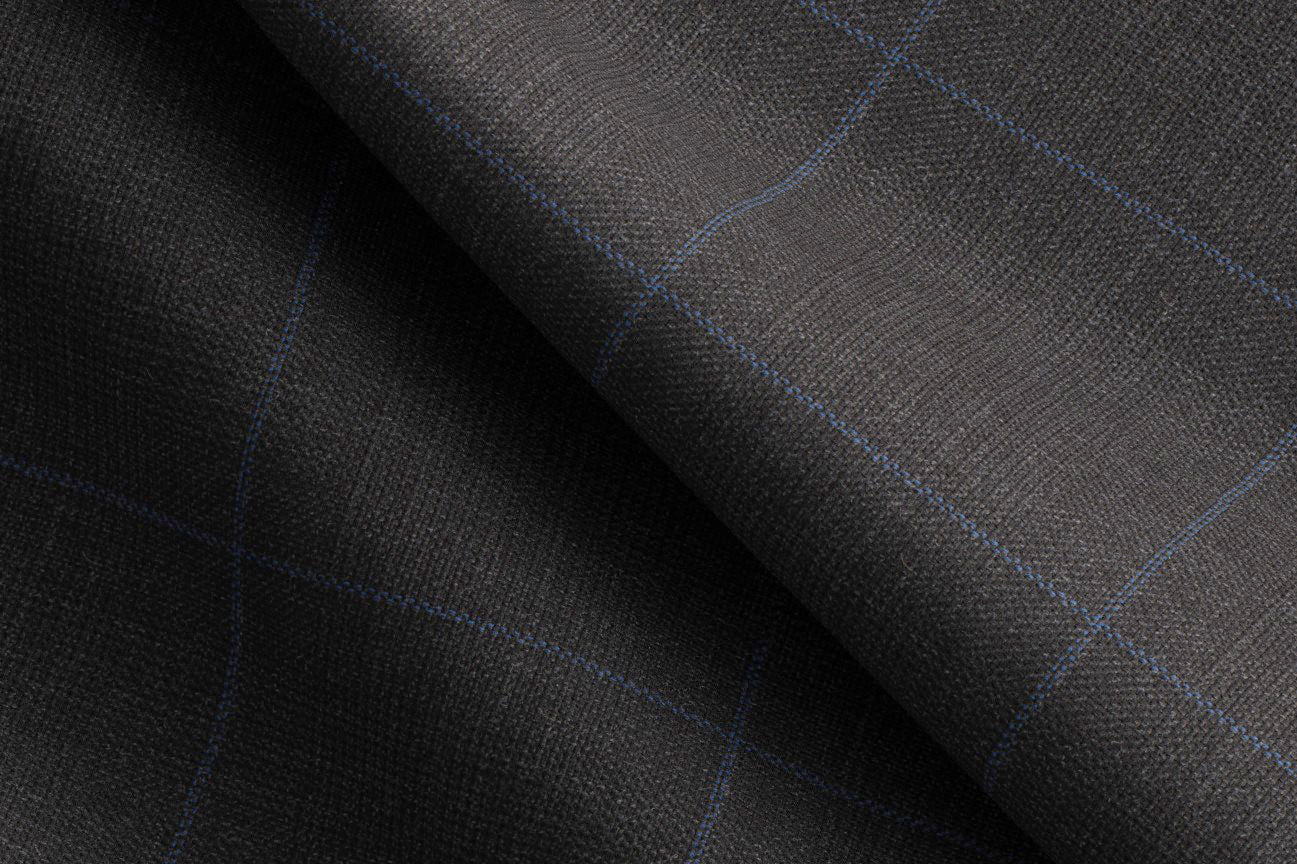 Made To Measure Charcoal Glen Plaid/Blue Windowpane 2 Piece Suit