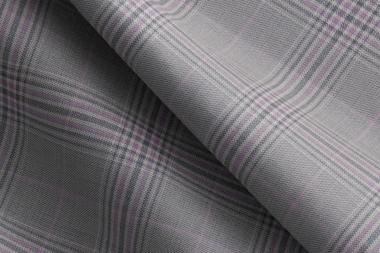 Made To Measure Light Grey, Purple and White Check Blazer