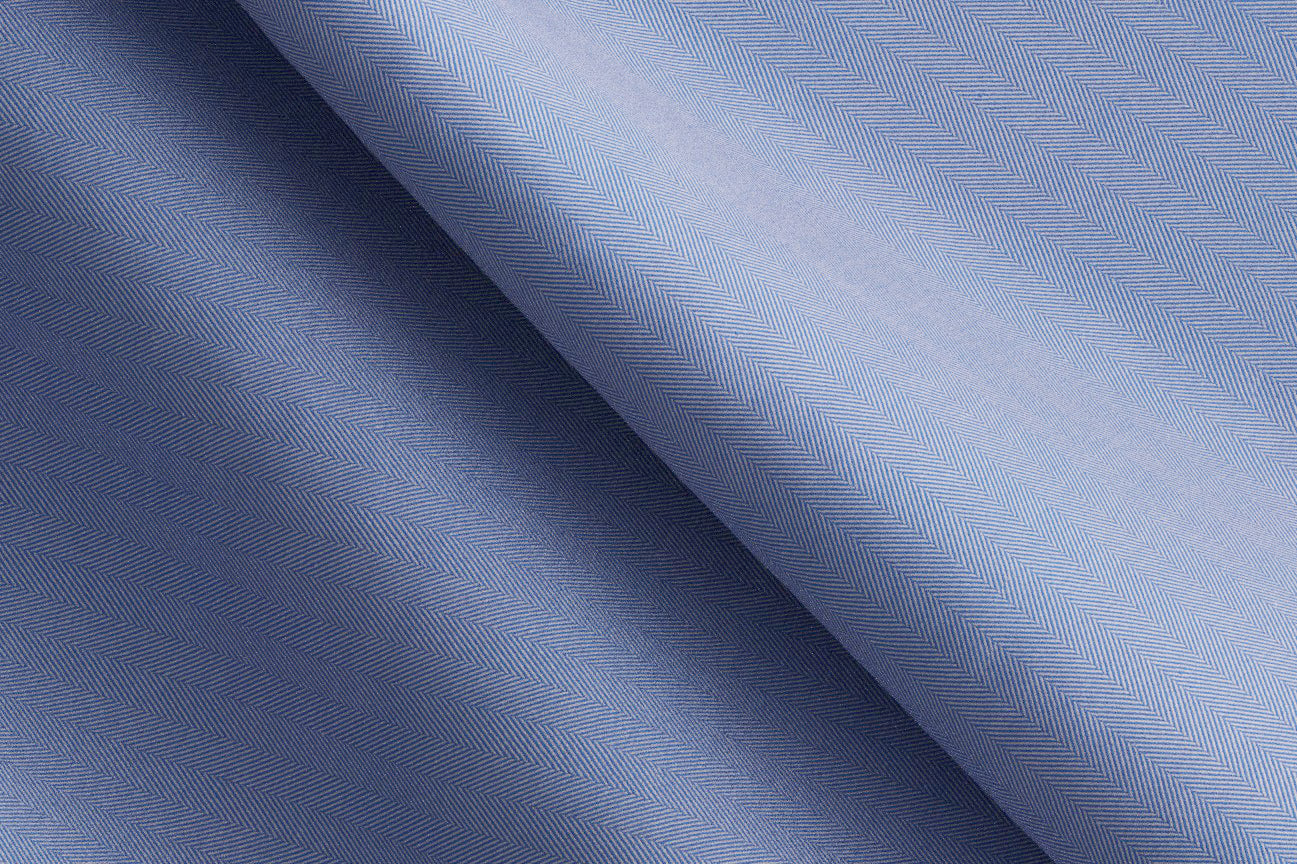 Made To Measure Blue Herringbone Shirt