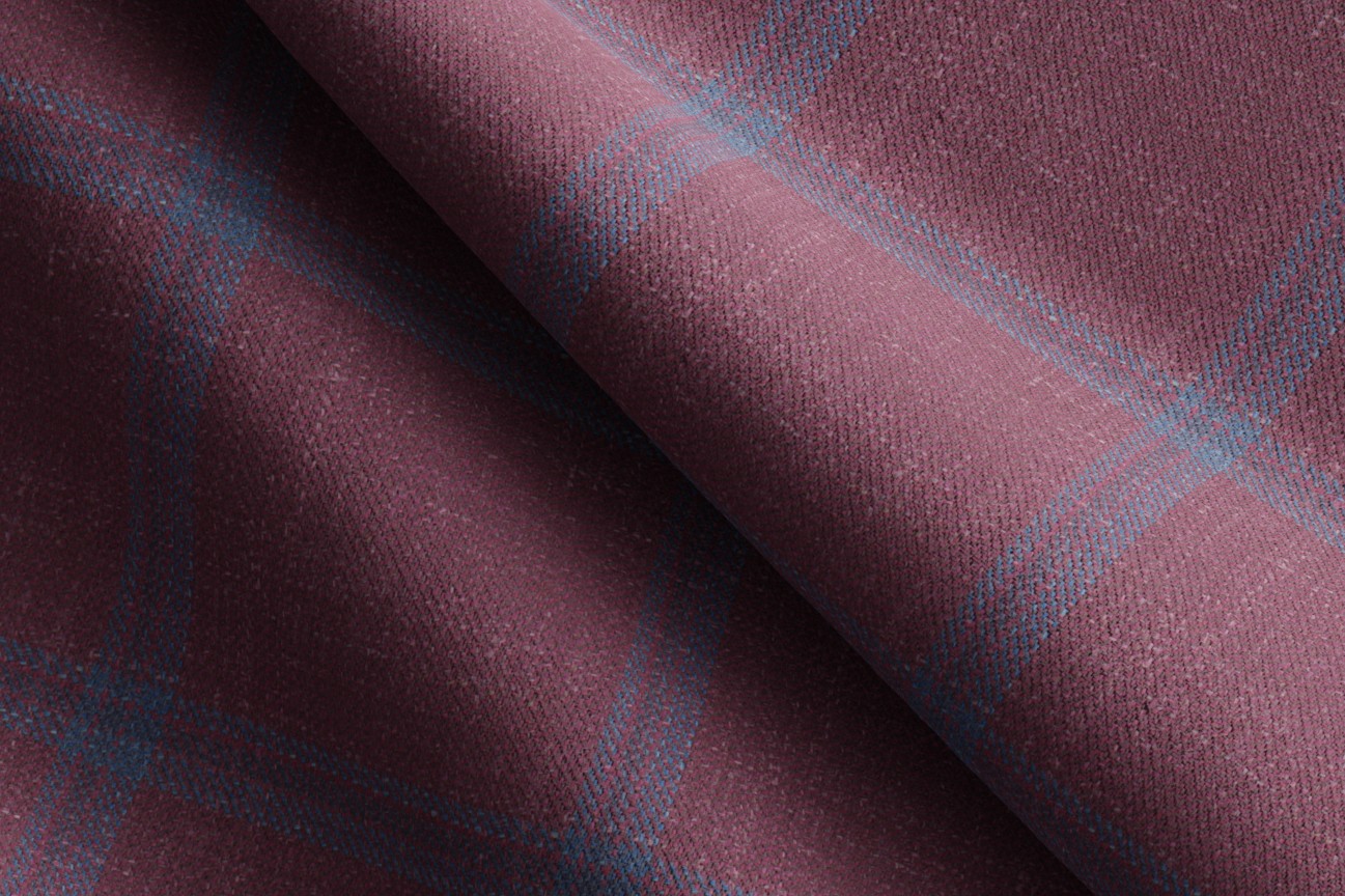 Made to Measure Mauve & Blue Windowpane Check Waistcoat