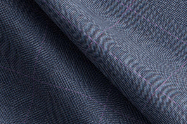 Made To Measure Slate Blue Split Matt Glen with Lilac Windowpane Trouser