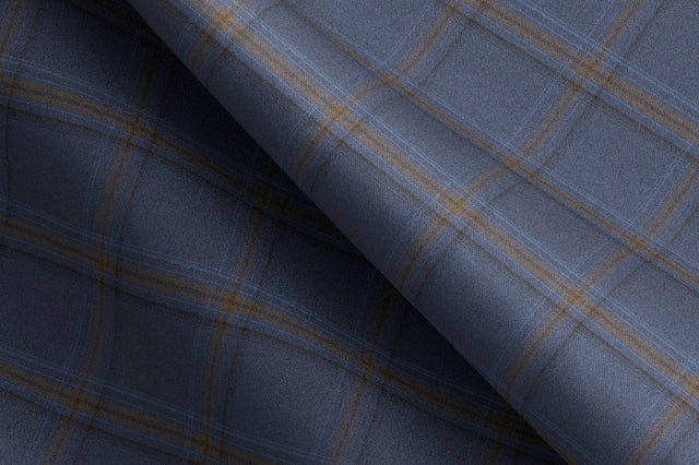 Made To Measure Dark Blue with Brown and Light Blue Check Jacket