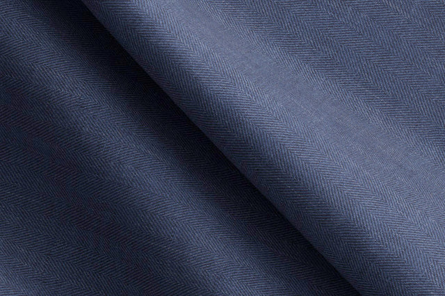 Made To Measure Dark Blue Linen Herringbone Blazer