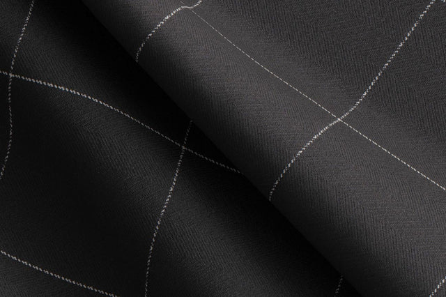Made To Measure Black/White Herringbone Windowpane Trouser