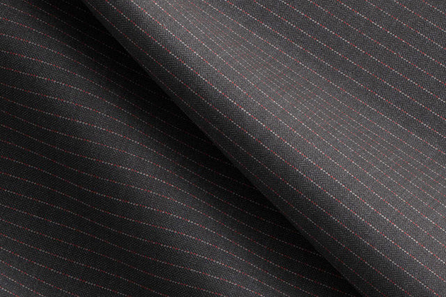 Made To Measure Charcoal/Red Pin Dot Fancy Stripe 2 Piece Suit