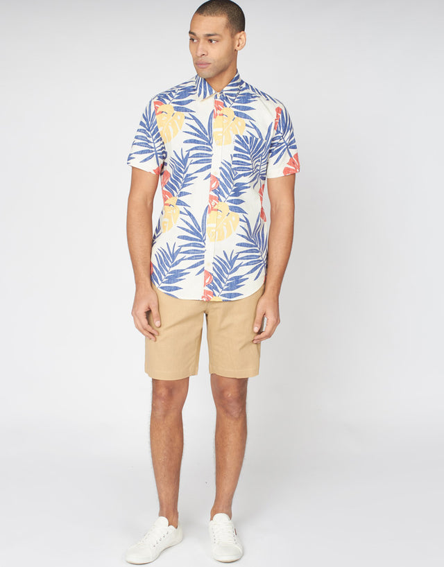 Ben Sherman Reverse Palm Mango Print Short Sleeve Shirt