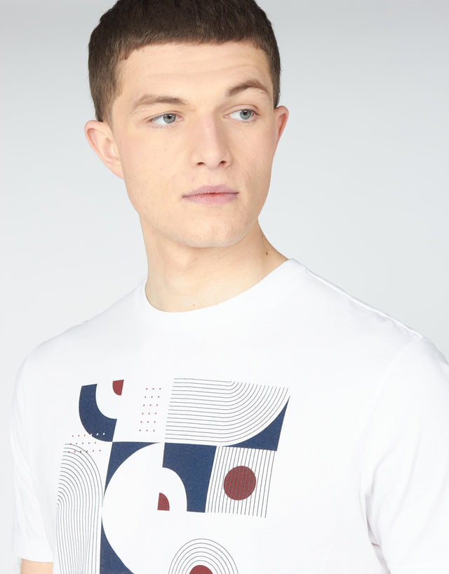 Ben Sherman Geo Abstract White Tee