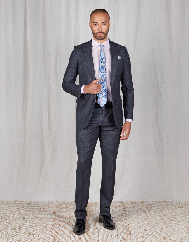 Cooper Charcoal Stripe Two Piece Suit