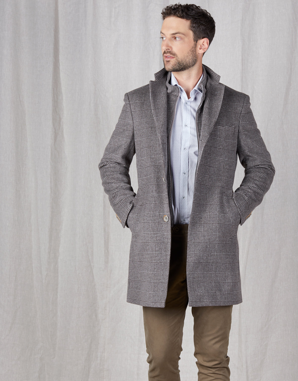 Compton Brown Check Overcoat