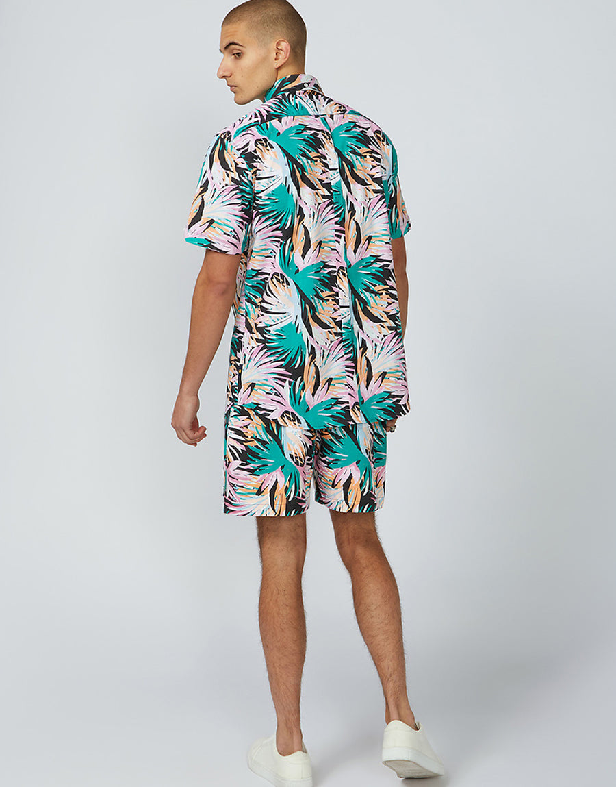 Ben Sherman Black Summer Foliage Mod Short Sleeve Shirt