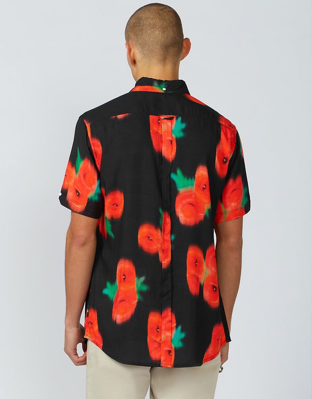 Ben Sherman Black Blurred Floral Mod Short Sleeve Shirt