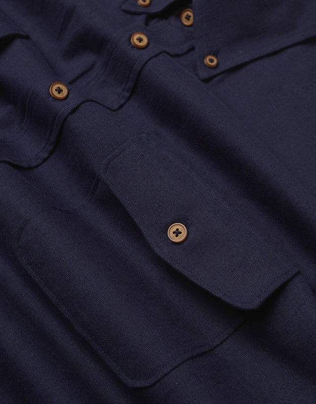 Ben Sherman Cotton/Linen Overshirt Marine Shirt