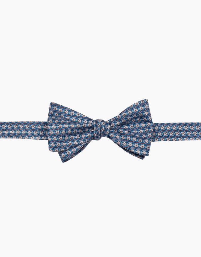 Light Blue Floral Silk Self Tie Bow Tie
