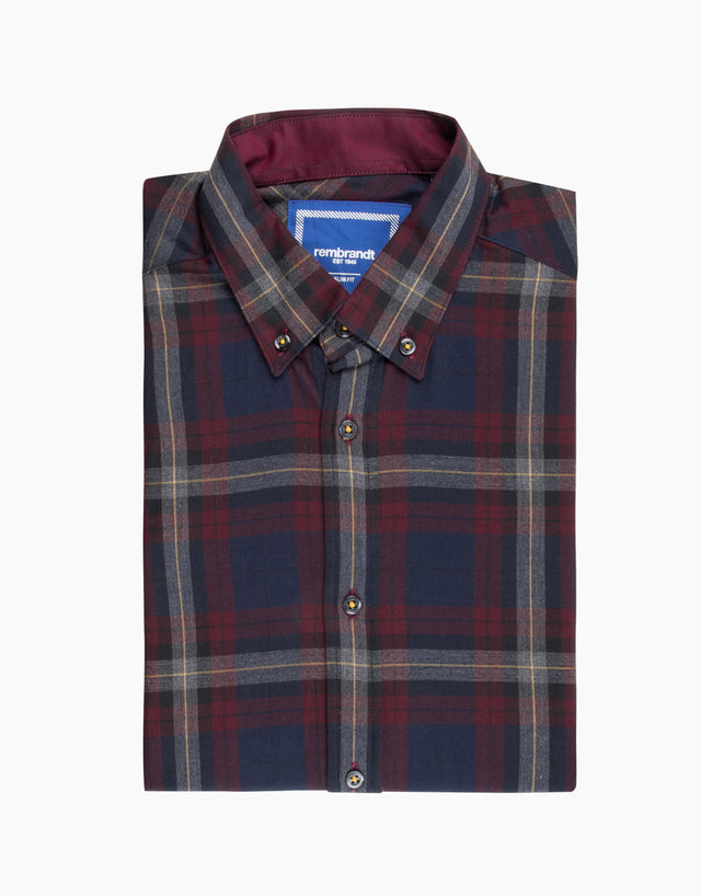 Ohope Red & Navy Check Flannel Shirt