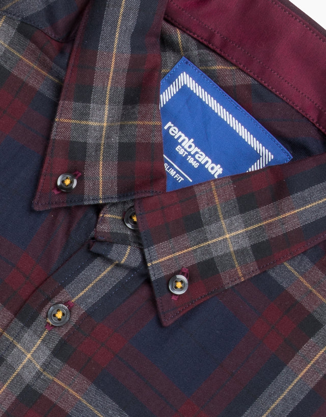 Ohope Red & Navy Check Flannel Shirt